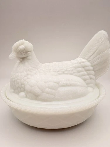 Hen On Nest Westmoreland Vintage Large 8” L 6” H Excellent Condition Milk Glass
