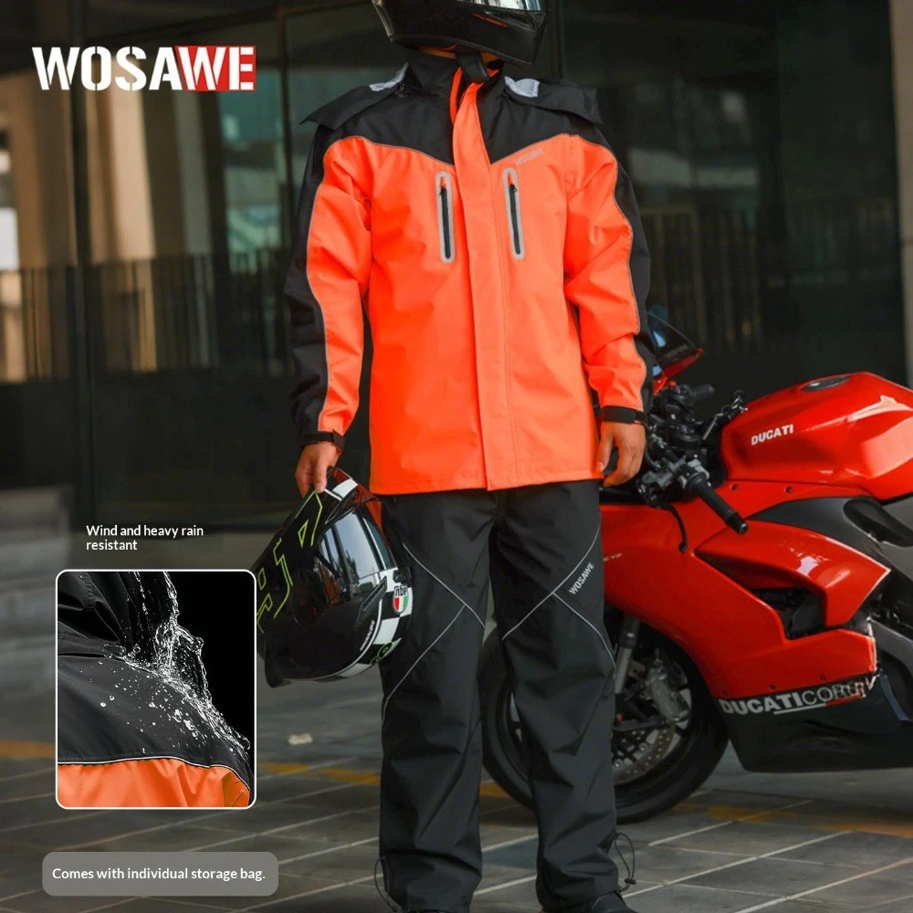 Waterproof Windproof Motorcycle Rain Gear Jacket with Pants Outdoor Adventure