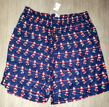 men large NWT CHRISTMAS FLANNEL BOXER SLEEPWEAR SHORTS SANTA BUTTON FLY PLACE