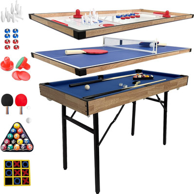 6 in 1 Multi Game Table Folding Pool Table, Billiard, Hockey, Table Tennis, Bowl
