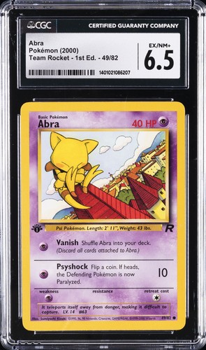 2000 POKÉMON TEAM ROCKET - 1ST ED. #49/82 ABRA CGC 6.5