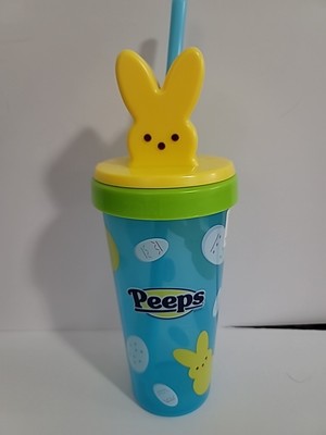 Zak! Peeps Tumbler Plastic Cup Yellow Lid Blue Straw 2022 Bunny Easter Egg New
