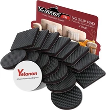 Non Slip Furniture Pads -16 pcs 2” Furniture Grippers Hardwood Floors, Non Skid
