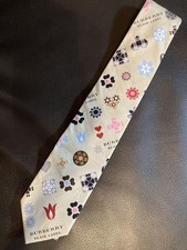 Burberry BLACK LABEL Floral Geometric Cotton Tie with Tags