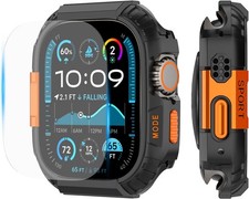 Rugged Waterproof Case For Apple Watch Ultra 49mm with Tempered Glass Film