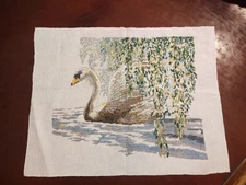 completed finished cross stitch 13.8" x 16.5" Unframed New Decoration Swan