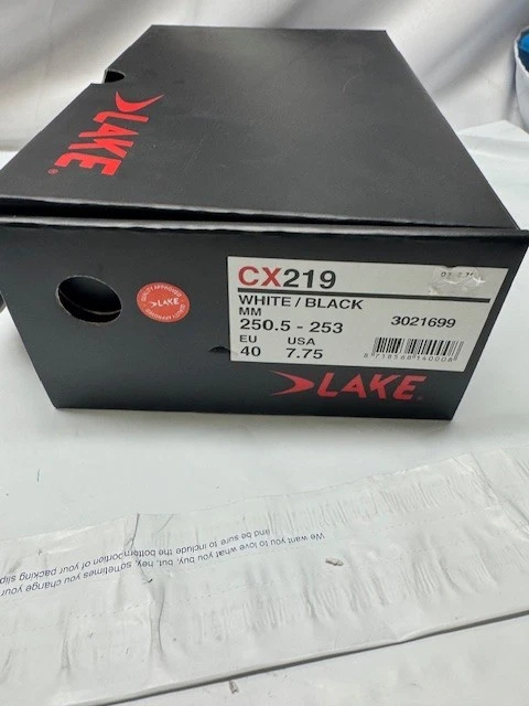 Zapato de fibra de carbono Lake CX219 - blanco negro - talla 7,75 *nuevo - sin etiquetas Foto 3 de 4