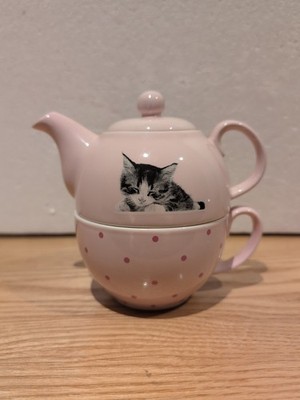 Mila Design Teekanne for One mit rosa Katze Design brandneu rosa Katzen Tee