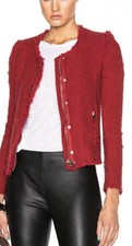 IRO Grenadine Agnette Distressed Tweed Frayed Edge Zip Classic Jacket Sz XS