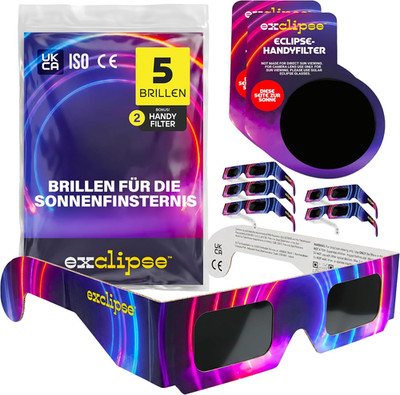 Sonnenfinsternisbrille 5Er-Pack Mit Handy-Filter   ISO 12312-2 & CE & Ukca-Zerti