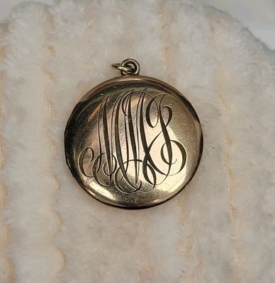 Antique Gold Filled Round Monogramed Locket with Pictures