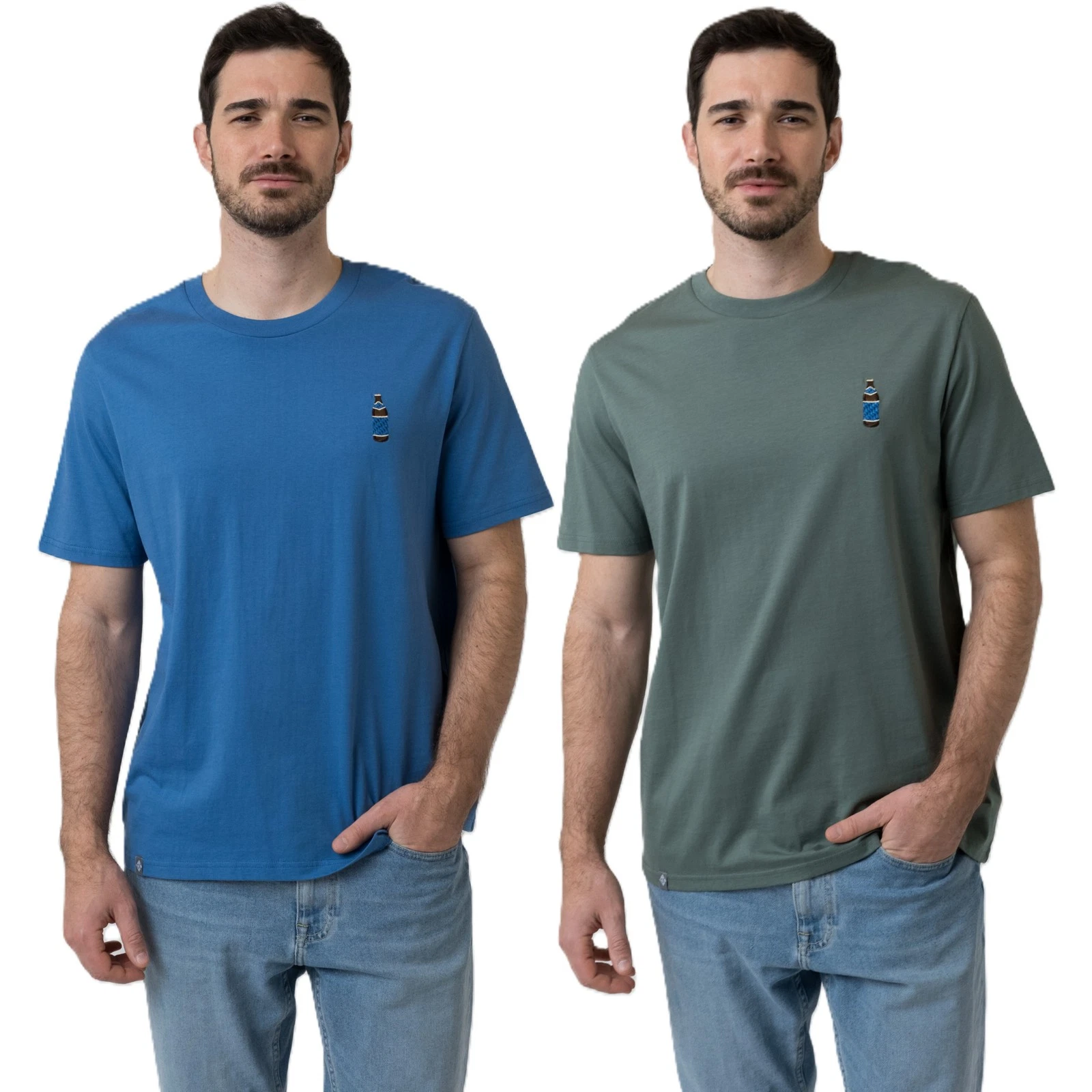 Bavarian Caps T-Shirt Bayerisch Hell Men Organic Cotton Regular Embroidery Logo