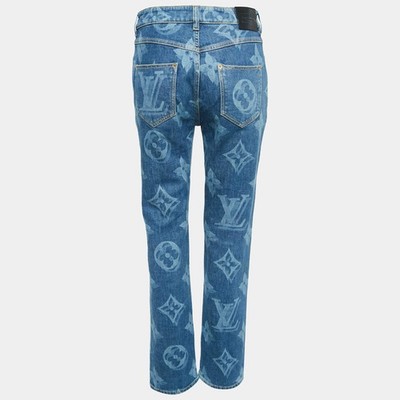 LOUIS VUITTON ライトブルーストレートデニム Louis Vuitton Blue Monogram Denim Straight Leg Jeans S Waist 28 | eBay