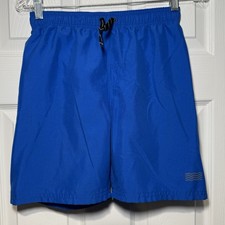 Wonder Nation Boys Swim Shorts L 10-12 Blue Lined Drawstring Pockets