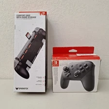 Nintendo Switch Pro Controller Genuine OEM & Comfort Grip w/ Game Storage NEW