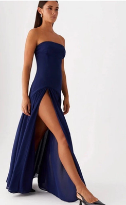 #ad Peppermayo Eden Navy Blue Strapless Maxi Dress Size 2 $39.99