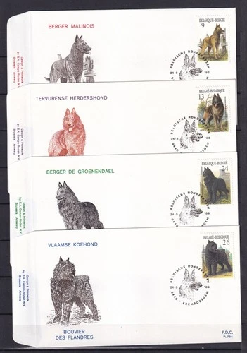[LG79393] Belgium N°2213/2216FDC Buzin Dogs First Day Cover COB € 10,00 SUPERB