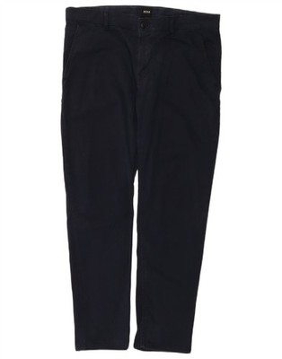 Hugo Boss Mens Slim Chino Trousers W34 L29 Navy Blue Cotton AN10