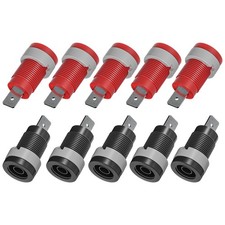 10PCS 4mm Banana Female Jack Panel Mount Socket Binding Post Adapters Red Bla...