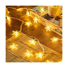 Minetom Star String Lights Battery Operated - 17 ft 50 LED Star Fairy String ...