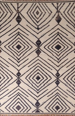 Moroccan Modern Area Rug 8x11 Geometric Ivory Hand-knotted Wool Carpet