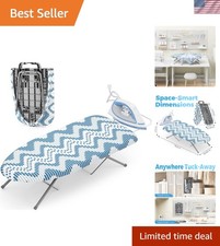 Stylish Blue Tabletop Ironing Board with Breathable Mesh - Portable & Efficient