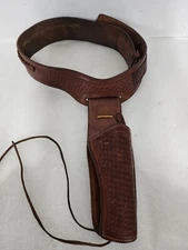 Vintage Viking Leather Ammo Belt With Viking Pistol Holster 