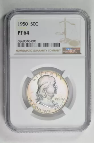 1950 50C Silver Proof Franklin Half Dollar NGC PF 64 New Holder