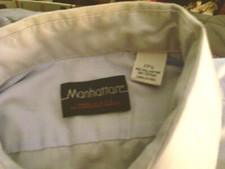 Manhattan Men's 17 1/2 Lt. Blue Short Sleeve Button Down Shirt MADE IN THE USA