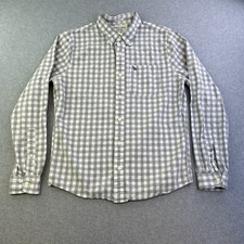 Abercrombie Fitch Shirt Mens Large Gray Check Muscle Long Sleeve Button Up Adult