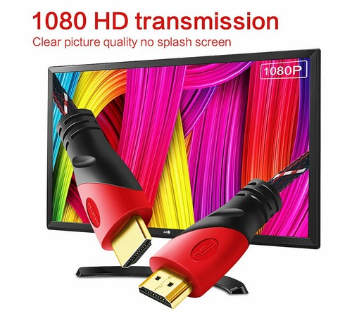 Câble HDMI Haute Vitesse mince connexion plaquée or 1080P, 3D , 1m et 2m - Afbeelding 3 van 5