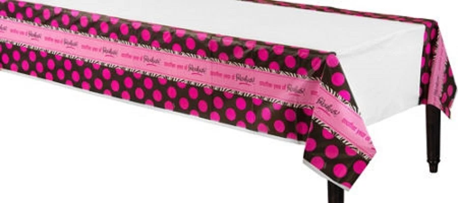 ZEBRA印花生日粉红色圆点桌套54 x 102餐具派对装饰 — 第 2/2 张图片