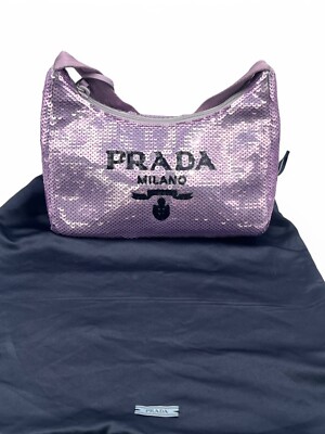 Prada Re-Edition 2000 mit lila Pailletten mit Staubbeutel unbenutzt