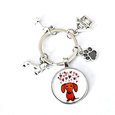 Dachshund Dog Keychain with Charms Wiener Dog Doxie Pet Lover Gift Accessory