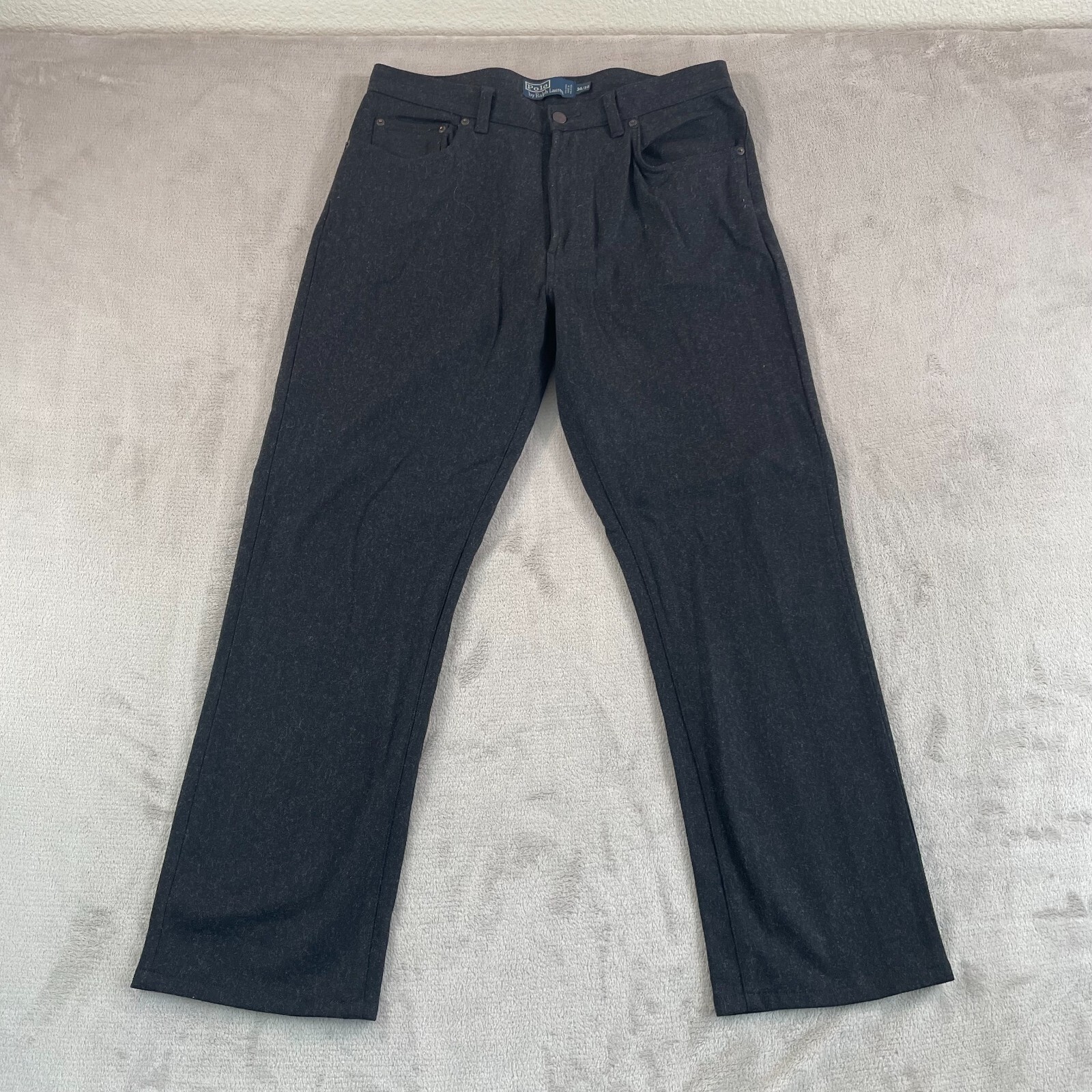 Vintage Polo Ralph Laure Pants Men 34x30 Charcoal Wool Blend Straight Casual