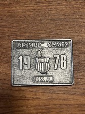 Vintage 1976 Olympic Games USA Brass Belt Buckle Bergamot Buckle Works Darien WI