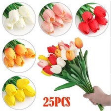 25PCS Artificial Tulip Flowers Fake Flower Bouquet for Wedding Party Home Decor
