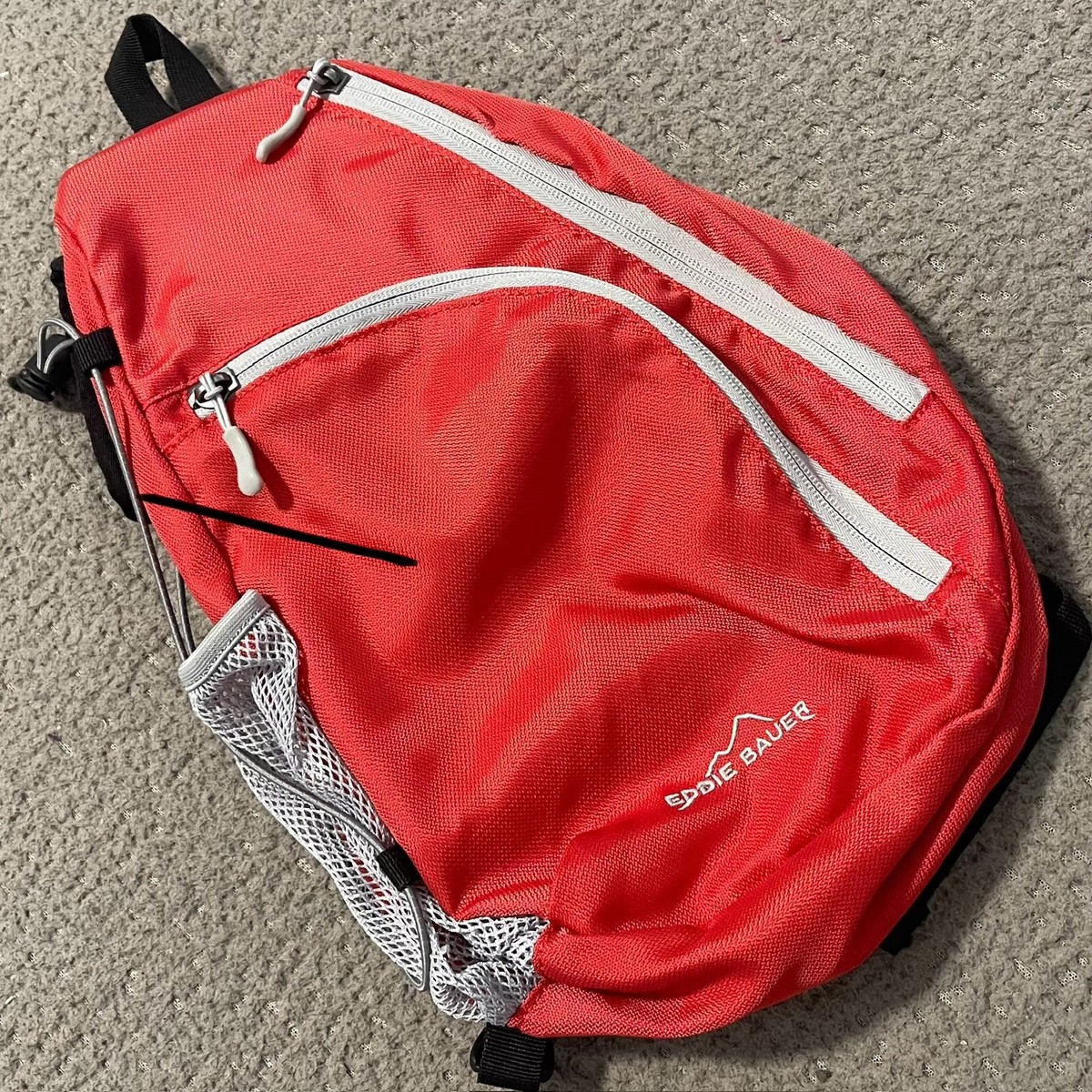 Eddie Bauer Sling Crossbody Bag Red Gray Hiking Biking Walking