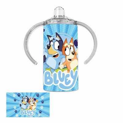 Bluey Personalisierte Kinder Baby Kind 12 Unzen Schnabeltasse Wasserflasche Becher