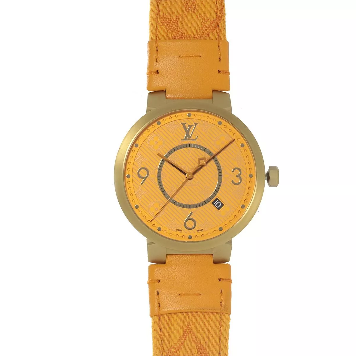 LOUIS VUITTON Tambour Slim Monogram QA103 Orange Dial Mens Watch