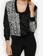 Victoria s Secret Sport Reversible Satin Bomber Jacket Snake Print Rare Gift 89