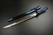 Spada Imitazione Katana Giapponese Marmo Blu Corta Lunghezza 70cm Nuova Made in Japan