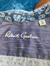 Robert Graham Button-Up Shirt Mens M Colorful Blue Circles Flip Cuff SS Medium