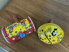 PAIR OF VTG KIRCHHOF "LIFE OF THE PARTY" NOISE MAKERS LITHO TIN TOYS
