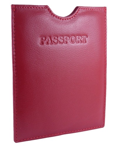 Travel Passport Holder Sleeve Protector Cover Wallet Real Leather - Picture 5 of 9