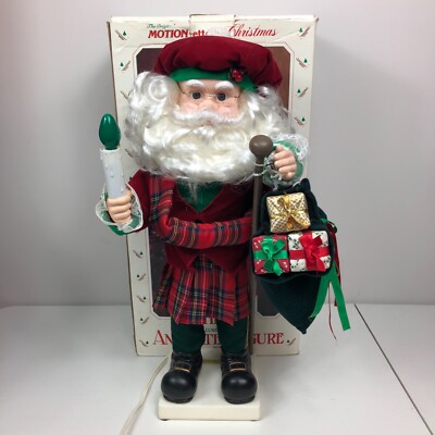 Vintage Porcelite Telco Scottish Santa Animated Motionette Christmas Figure 80s