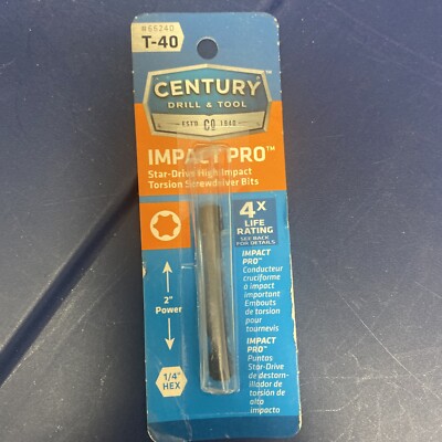 Century Drill&Tool #66240 T-40 Impact Pro Torsion Screwdriver Bits 