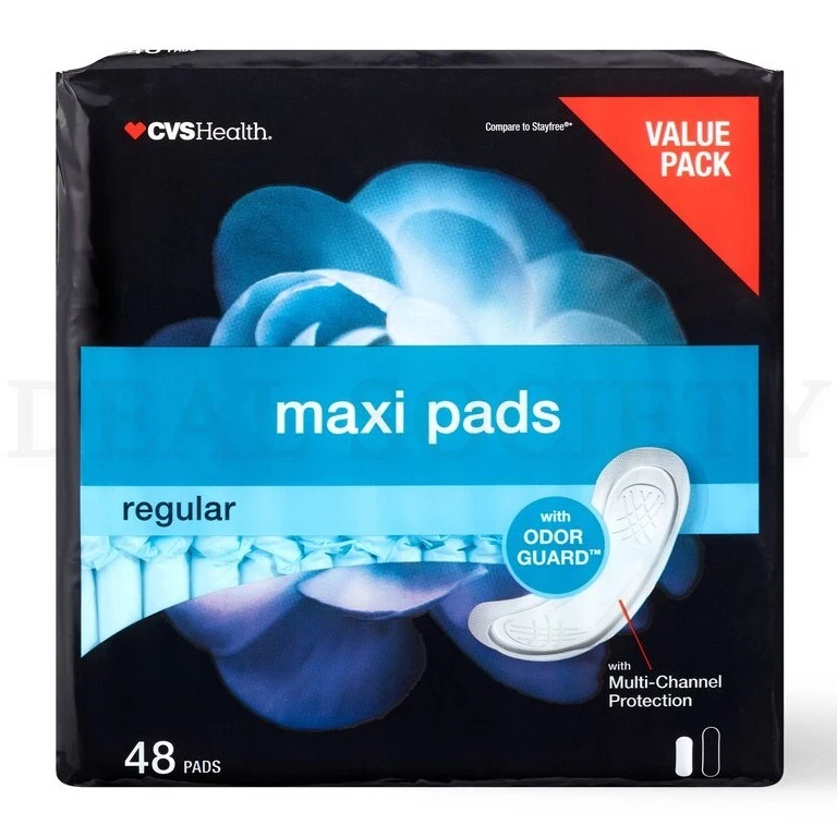 Maxi almohadillas CVS Health regulares con protector de olores 48 unidades cada lote de 6 Foto 2 de 4