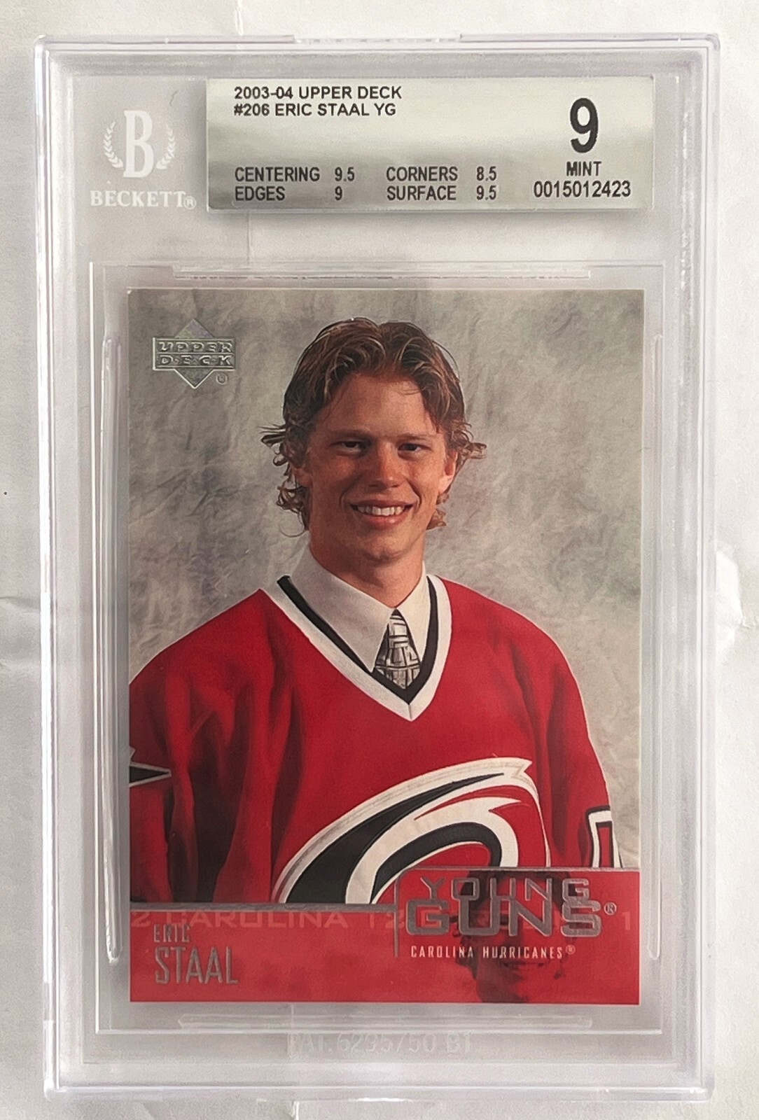 2003-04 Upper Deck Young Guns #206 Eric Staal RC Rookie BGS 9.0 Mint