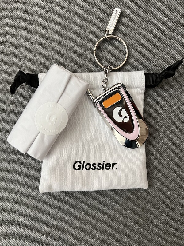 NEW GLOSSIER LA Exclusive Flip Phone Keychain Charm with Mini Mirror